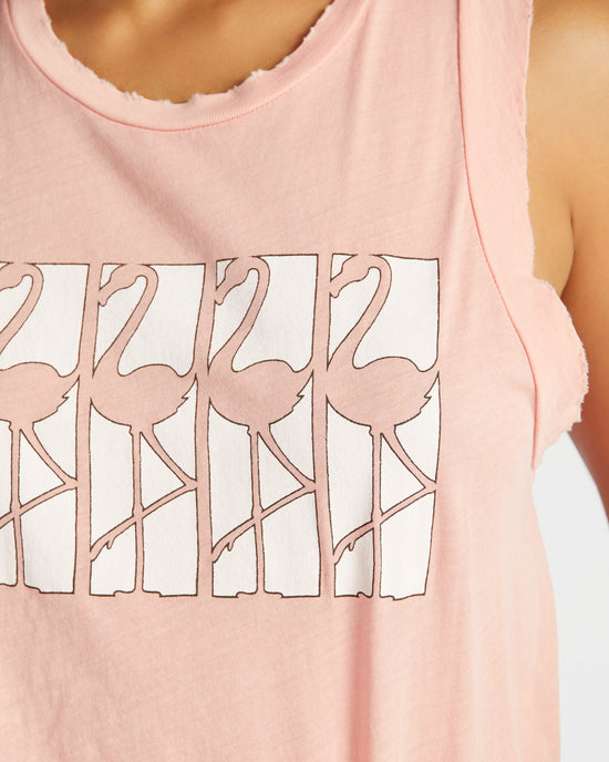 Neon Coral $|& Project Social T Flamingos Graphic Tank - SOF Detail