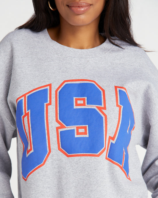 Heather Grey $|& Project Social T Cropped USA Sweatshirt - SOF Detail