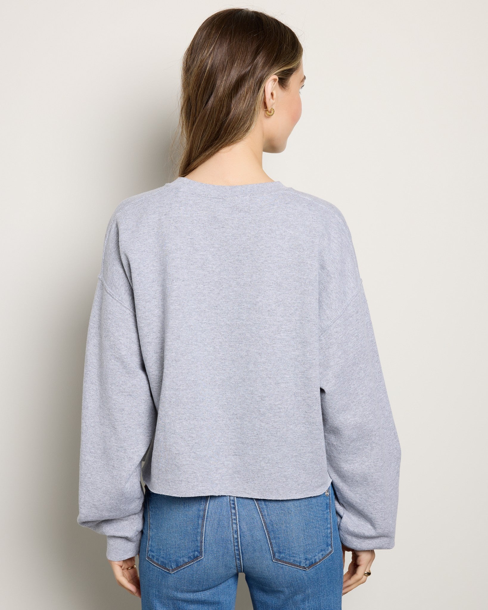 Heather Grey $|& Project Social T Cropped USA Sweatshirt - SOF Back