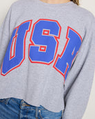Heather Grey $|& Project Social T Cropped USA Sweatshirt - SOF Full Front