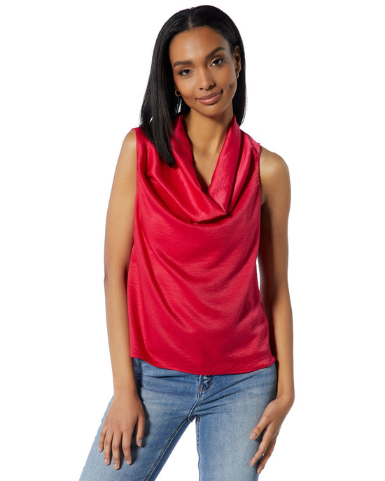 Berry $|& Lush Sleeveless Cowl Neck Solid Top - SOF Front