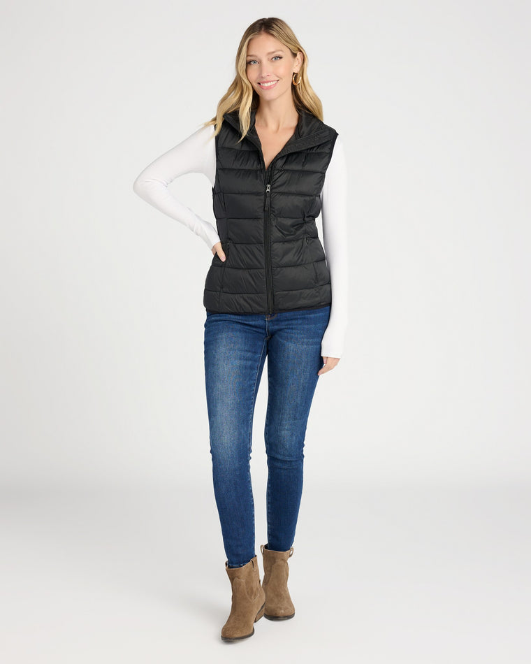 Black $|& b.young Belena Puffy Vest - SOF Full Front