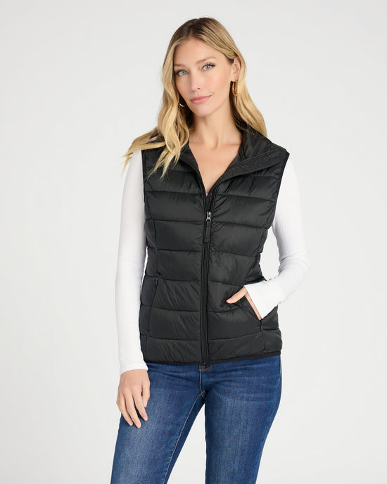 Black $|& b.young Belena Puffy Vest - SOF Front