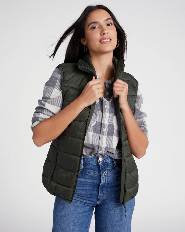 Rosin Green $|& b.young Belena Puffy Vest - SOF Front