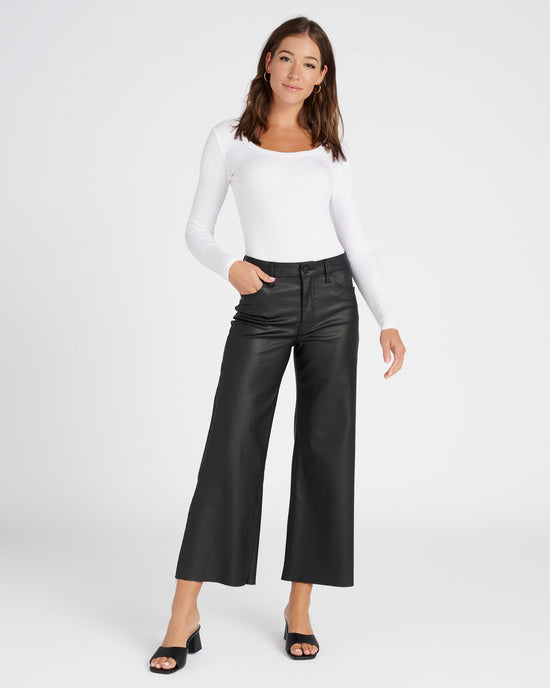 Black $|& Kut From The Kloth Meg High Rise Fab Ab Coated Wide Leg - SOF Full Front