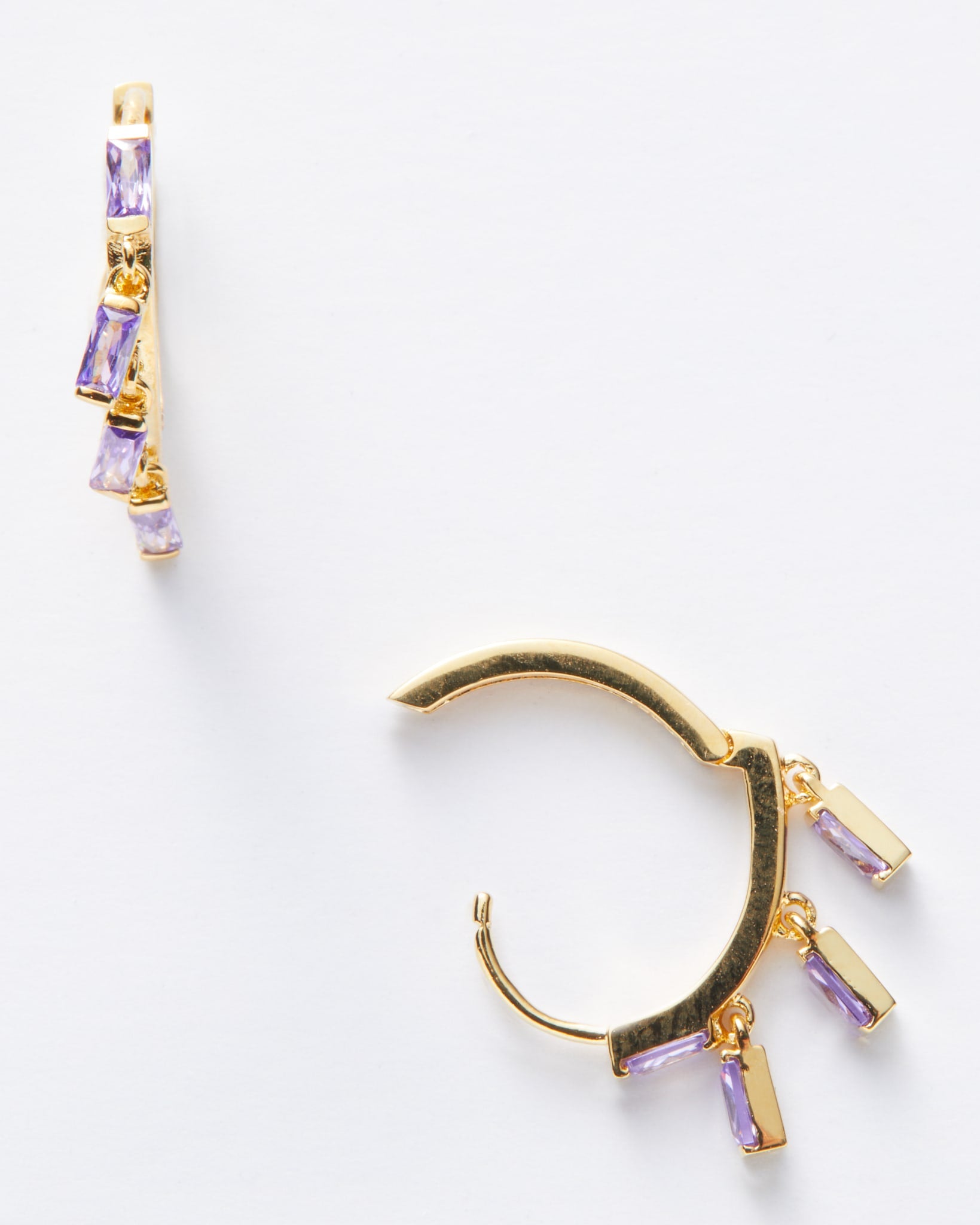 14k Gold $|& Native Gem Floating Amethyst Huggies
