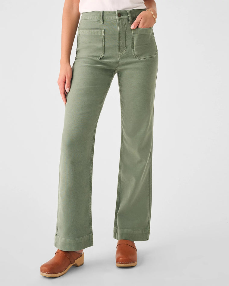 Sea Spray Green $|& Faherty Stretch Terry Patch Pocket Pant - VOF Front