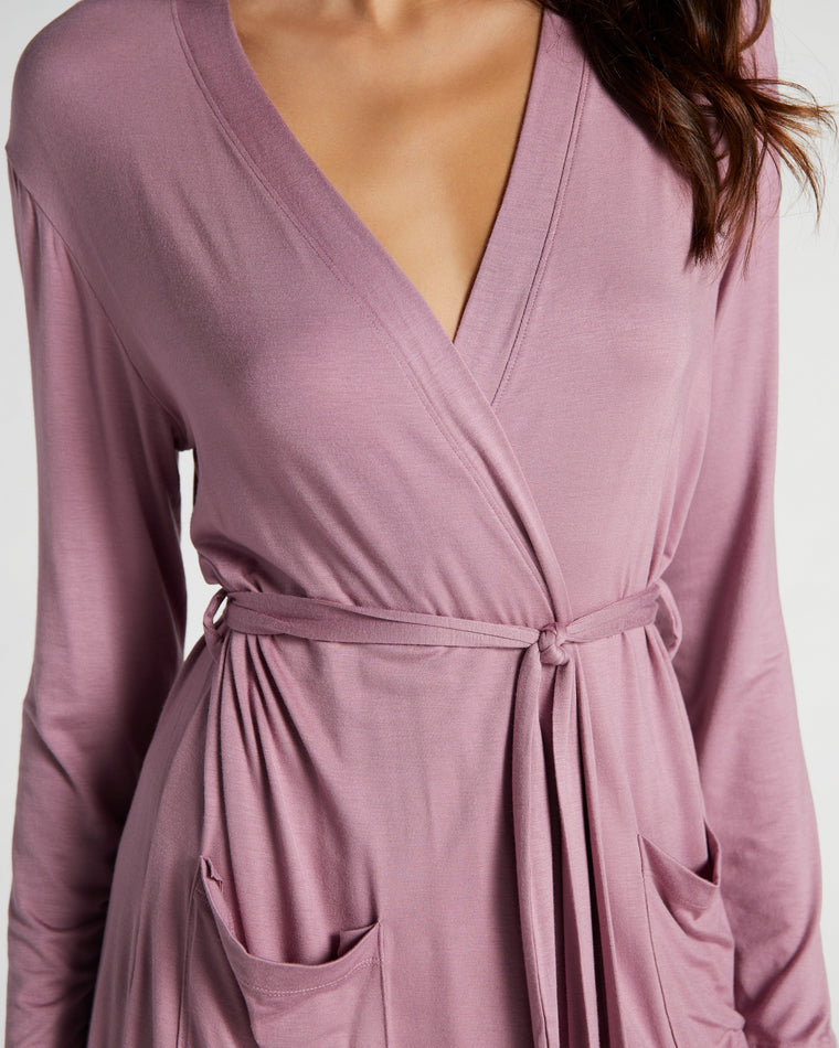 Dusty Orchid $|& 78 & Sunny Jersey Robe - SOF Detail