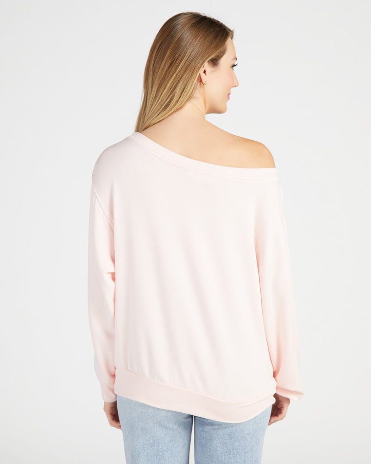 Strawberry Cream $|& 78&SUNNY Brooksville One Shoulder Sweatshirt - SOF Back