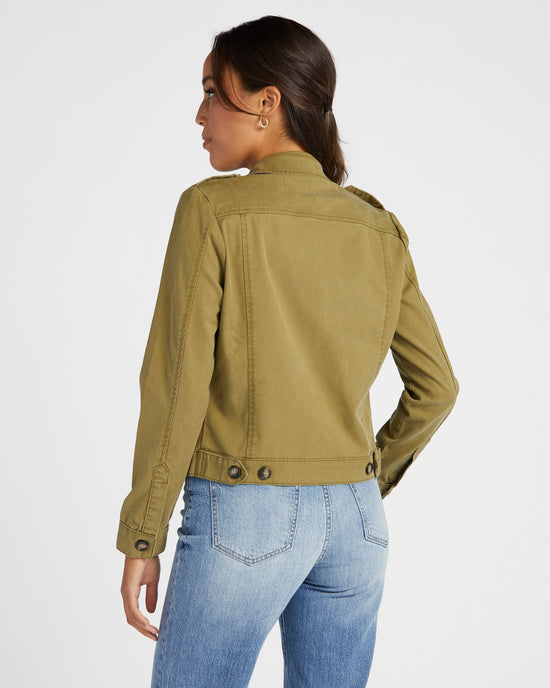 Olive $|& Kut From The Kloth Rosalyn Trucker Jacket with Flap Pockets - SOF Back