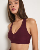 Red Wine $|& Interval FlowHeather Sculpt Enhearten Bra - SOF Full Front