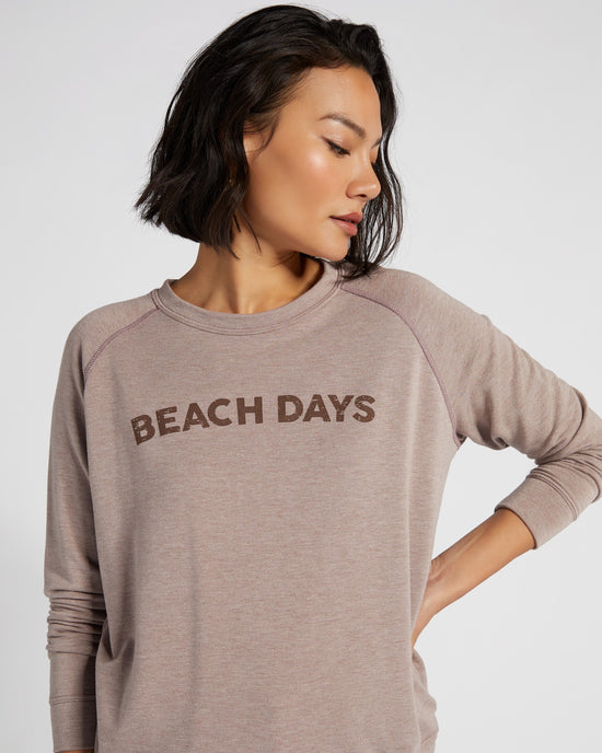 Heather Cocoa $|& 78 & Sunny Beach Days Graphic Sweatshirt - SOF Detail