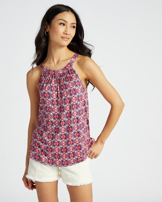 Red Multi $|& Loveappella Printed Halter Tank - SOF Front