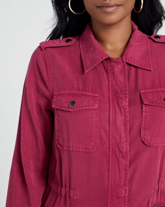 Bordeaux $|& Kut From The Kloth Brinley Waist-Tie Utility Jacket - SOF Detail