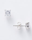 Pure Platinum $|& Crislu Solitaire Princess Stud Earrings - 1.5 Carat - Hanger Detail