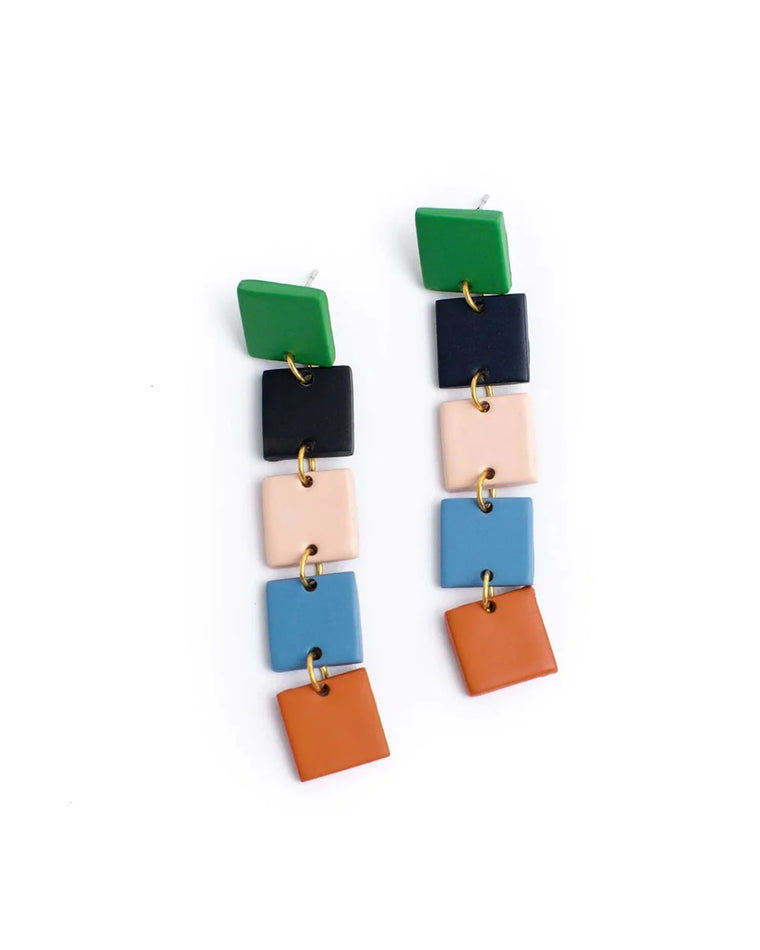 Multi $|& Sunshine Tienda Rainbow Square Drop Earrings - VOF Detail