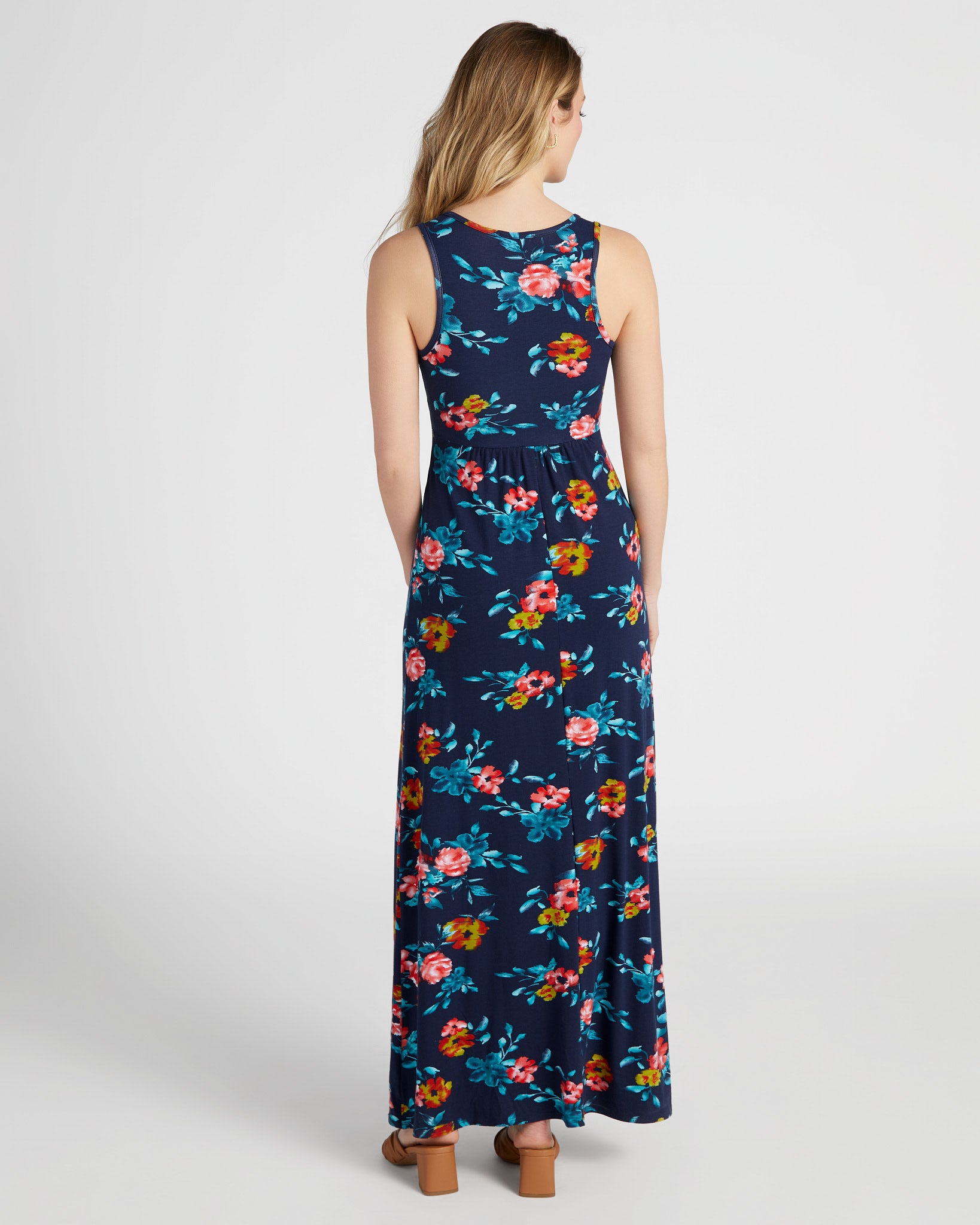 Navy Coral $|& Loveappella Floral V-Neck Knit Maxi - SOF Back
