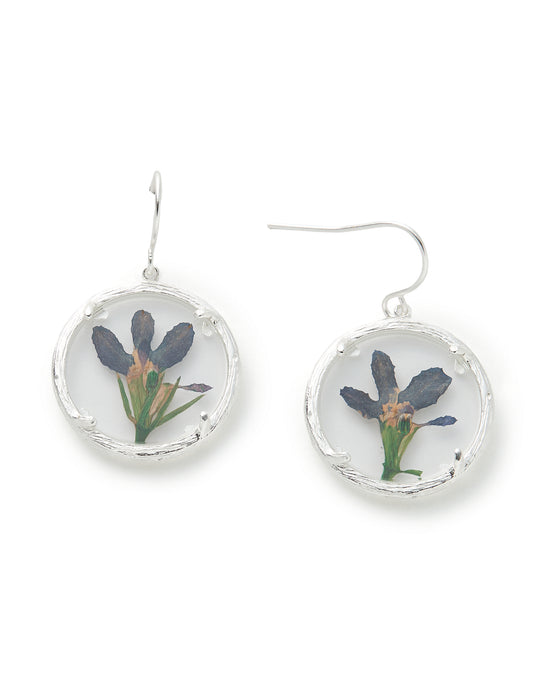 Silver/Lobelia $|& Catherine Weitzman Handmade Jewelry Small Botanical Earrings - Hanger Detail