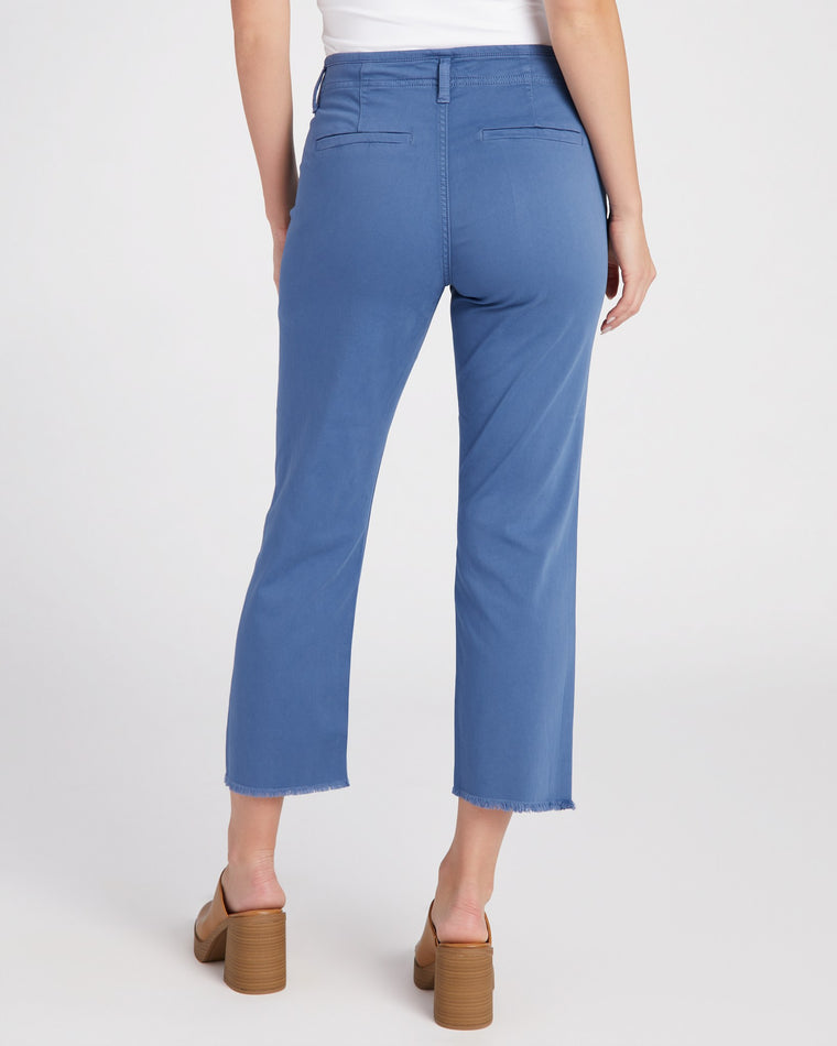 High Rise Crop Wide-Leg Pants with Button-Fly