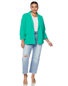 Emerald Green $|& Skies Are Blue Recycled Shirred Sleeve Blazer - SOF Full Front