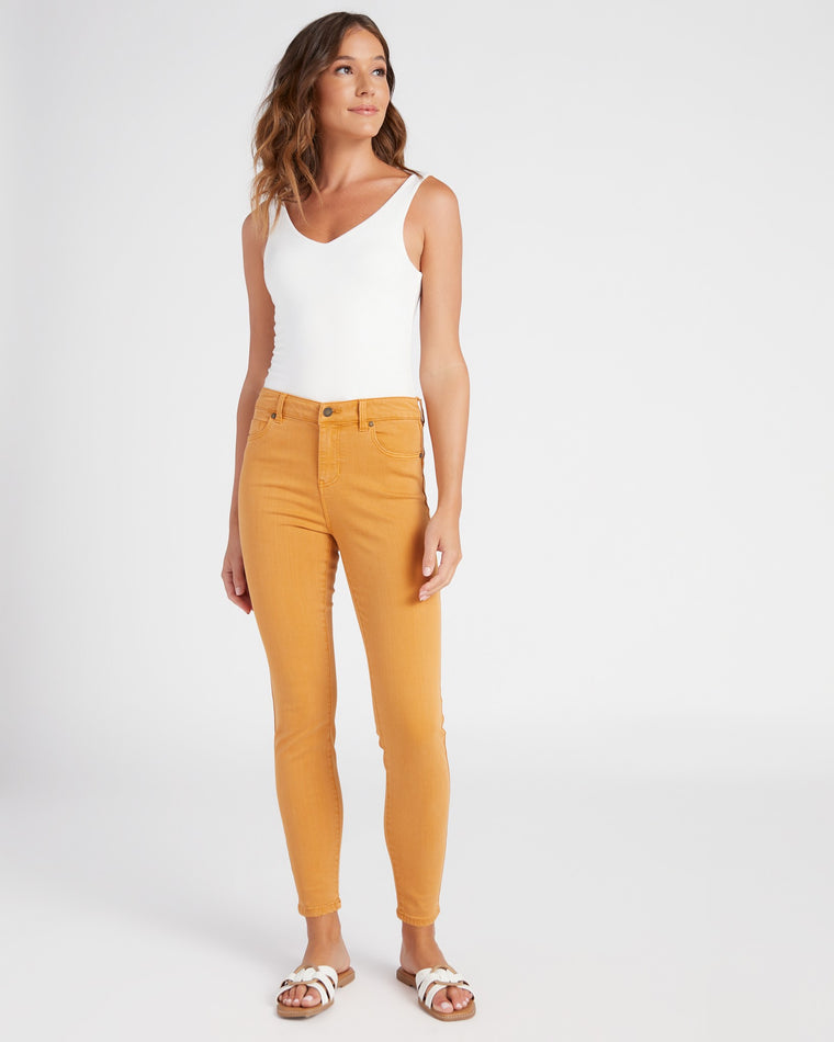 Amber Dawn Mustard $|& Liverpool Piper Hugger Ankle Skinny - SOF Full Front