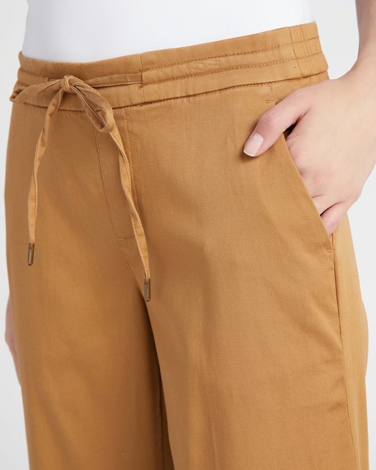 Granola Brown $|& Liverpool Kelsey Crop Pant with Tie Waist - SOF Detail