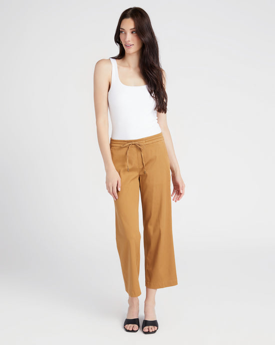 Granola Brown $|& Liverpool Kelsey Crop Pant with Tie Waist - SOF Full Front