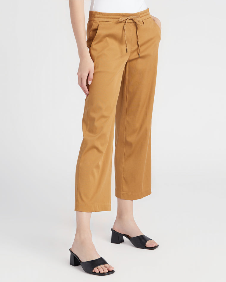 Granola Brown $|& Liverpool Kelsey Crop Pant with Tie Waist - SOF Front