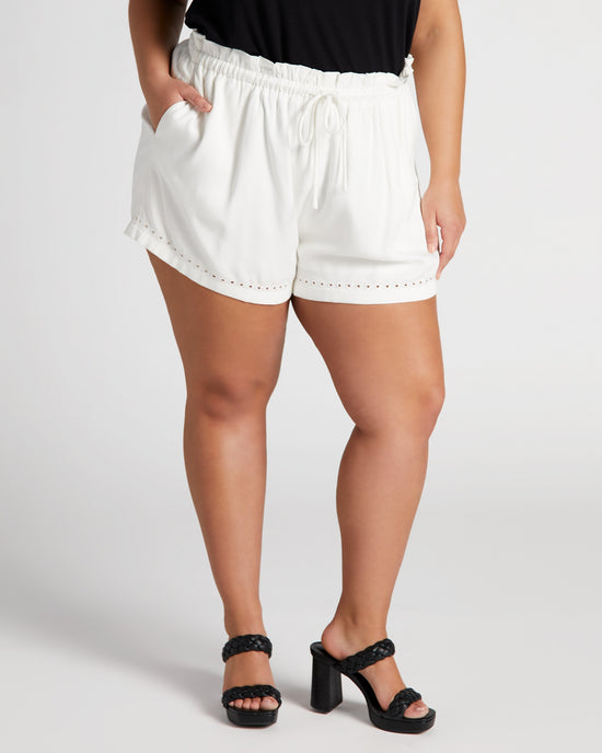 White $|& Gilli Eyelet Embroidery Drawstring Shorts - SOF Front