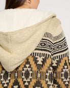 Mustard/Black $|& Woven Heart Tribal Fleece Lined Hooded Cardigan - SOF Full Front