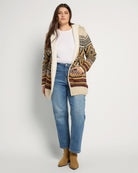 Mustard/Black $|& Woven Heart Tribal Fleece Lined Hooded Cardigan - UGC On Fig