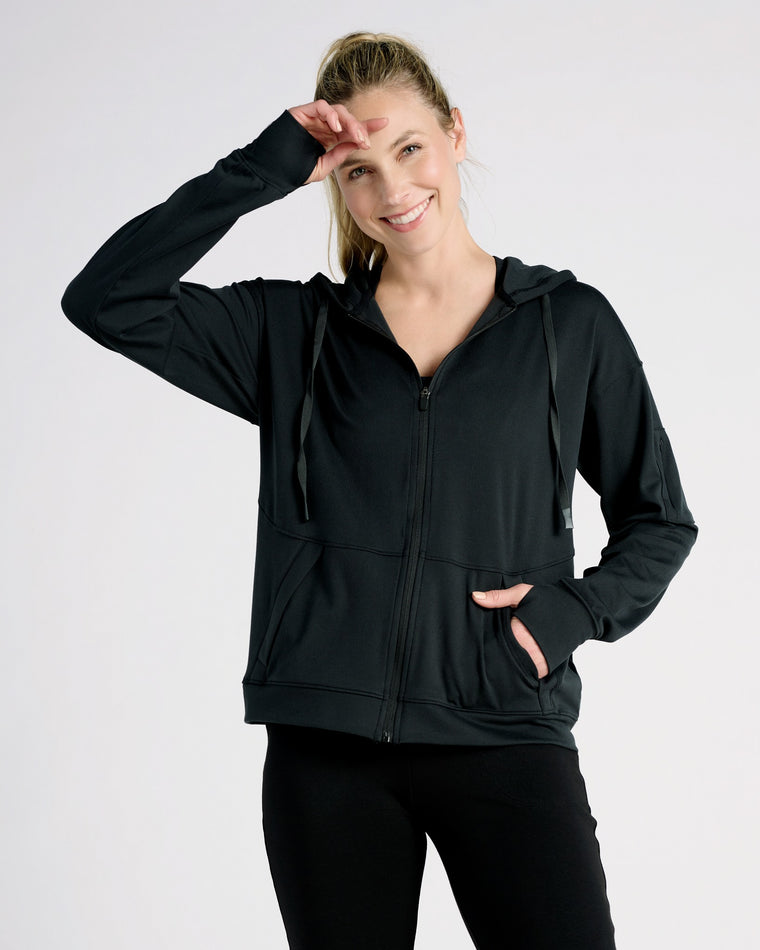 Black Rib $|& Thread & Supply Brianne Hoodie - SOF Front