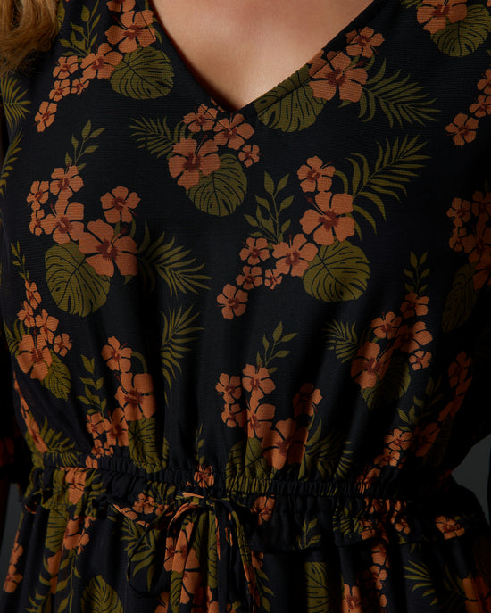 Navy $|& Rokoko Print Chiffon Midi Dress - SOF Detail