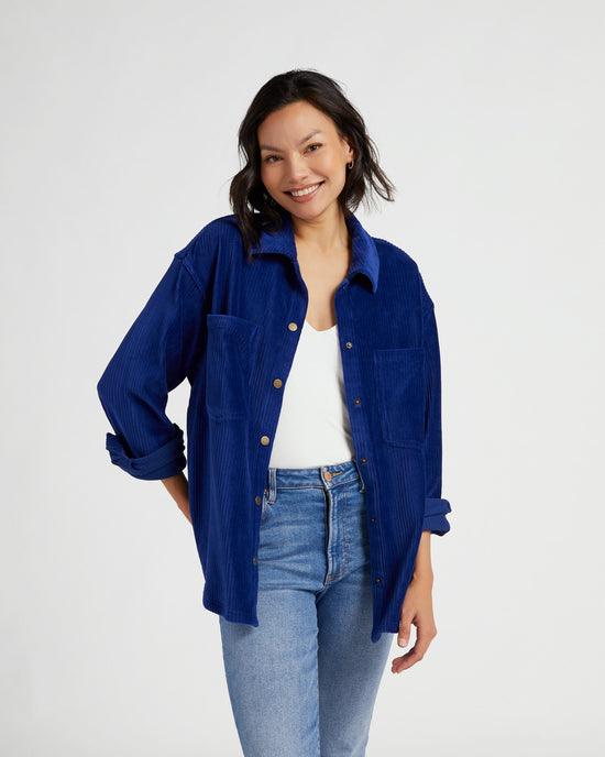 Sapphire Blue $|& Z Supply Union Knit Cord Jacket - SOF Front