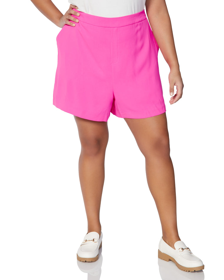Ultra Pink $|& Skies Are Blue Fitted Elastic Back Shorts - SOF Front