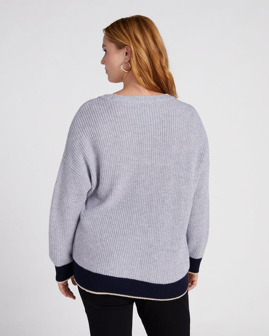 Heather Grey/Navy $|& Skies Are Blue Colorblock Sweater - SOF Back