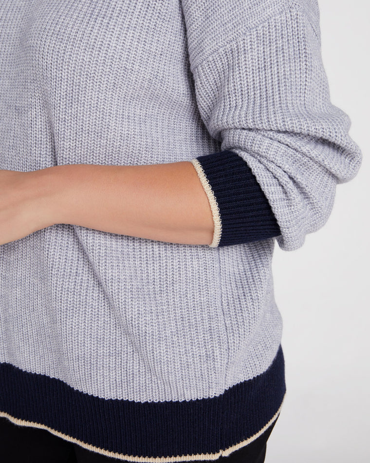 Heather Grey/Navy $|& Skies Are Blue Colorblock Sweater - SOF Detail