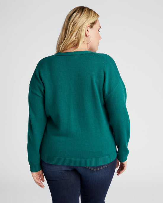 Gemstone Green $|& Skies Are Blue Recycled Cardigan - SOF Back
