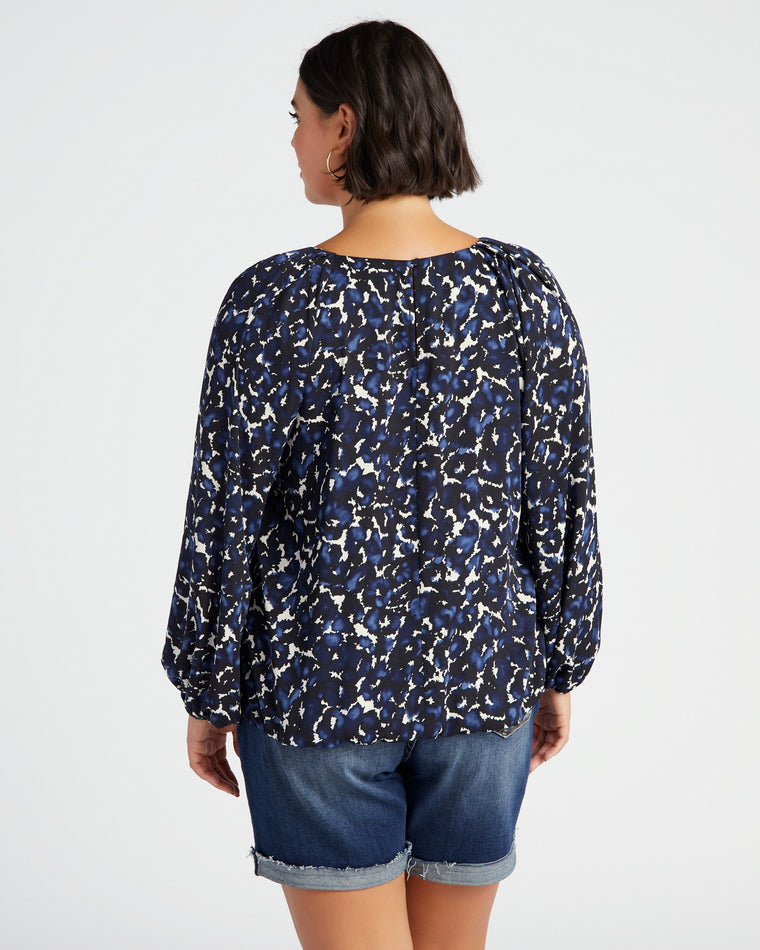 Blue Geo $|& West Kei Covered Buckle Blouse Woven Top - SOF Back