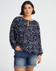 Plus Size Covered Buckle Blouse Woven Top