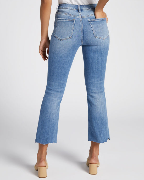 Medium Blue $|& Flying Monkey Jeans High Rise Kick Flare with Uneven Hem - SOF Back