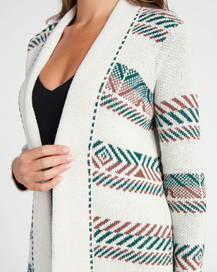 Ivory/Forrest $|& Staccato Geo Stripe Heavy Sweater Cardigan - SOF Detail