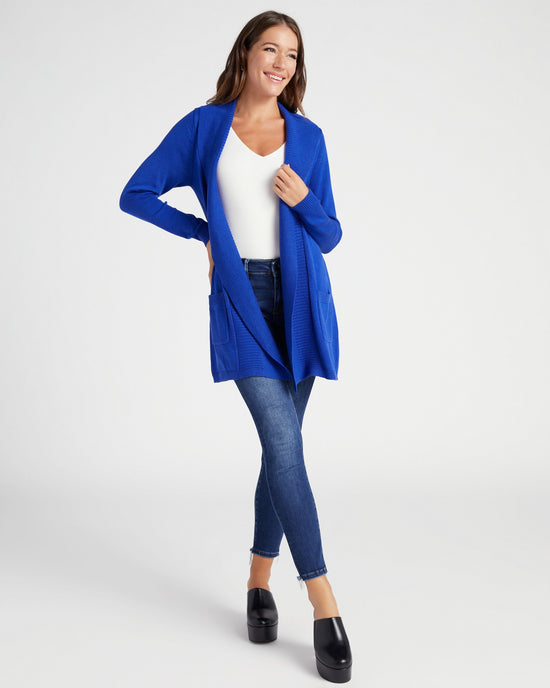 Cobalt $|& Staccato Long Sweater Cardigan with Pockets - SOF Full Front