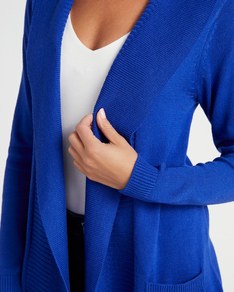 Cobalt $|& Staccato Long Sweater Cardigan with Pockets - SOF Detail