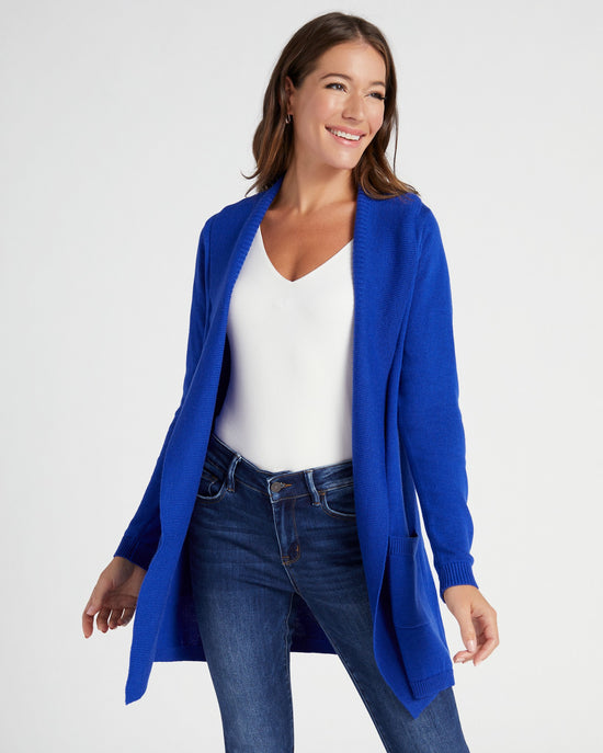 Cobalt $|& Staccato Long Sweater Cardigan with Pockets - SOF Front