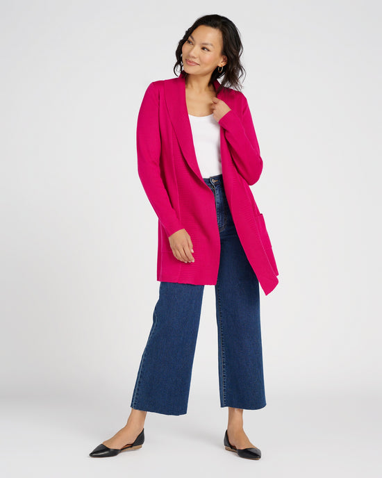 Berry $|& Staccato Long Sweater Cardigan with Pockets - SOF Full Front