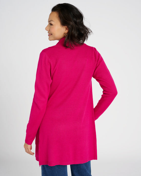 Berry $|& Staccato Long Sweater Cardigan with Pockets - SOF Back