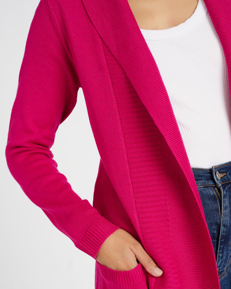 Berry $|& Staccato Long Sweater Cardigan with Pockets - SOF Detail