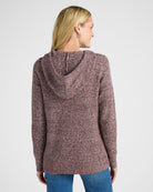 Burgundy $|& Staccato Henley Waffle Hoodie Sweater - SOF Back