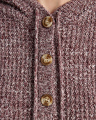 Burgundy $|& Staccato Henley Waffle Hoodie Sweater - SOF Detail